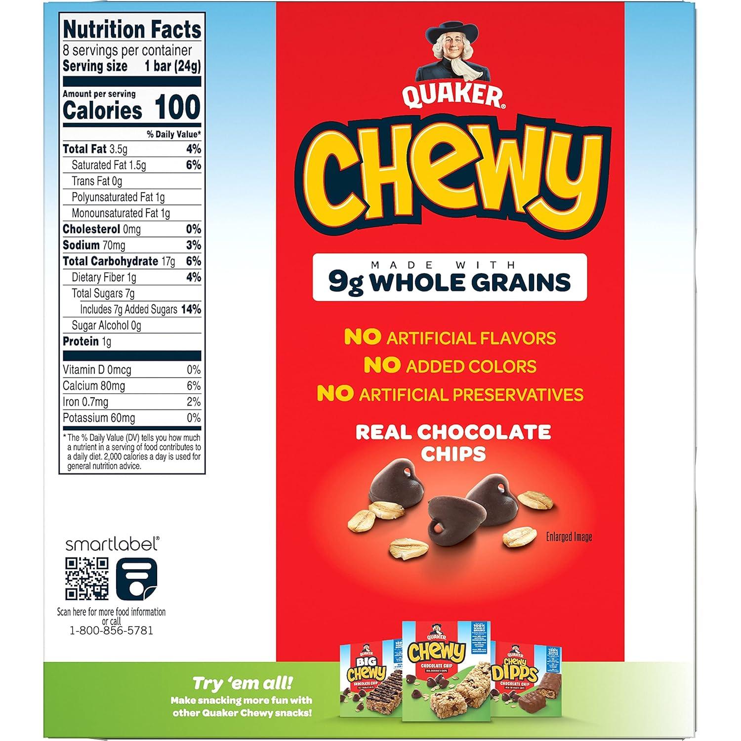 image:imageQuaker Chewy Granola Bar Chocolate Chip Granola Bars 084 Oz 8 Ct