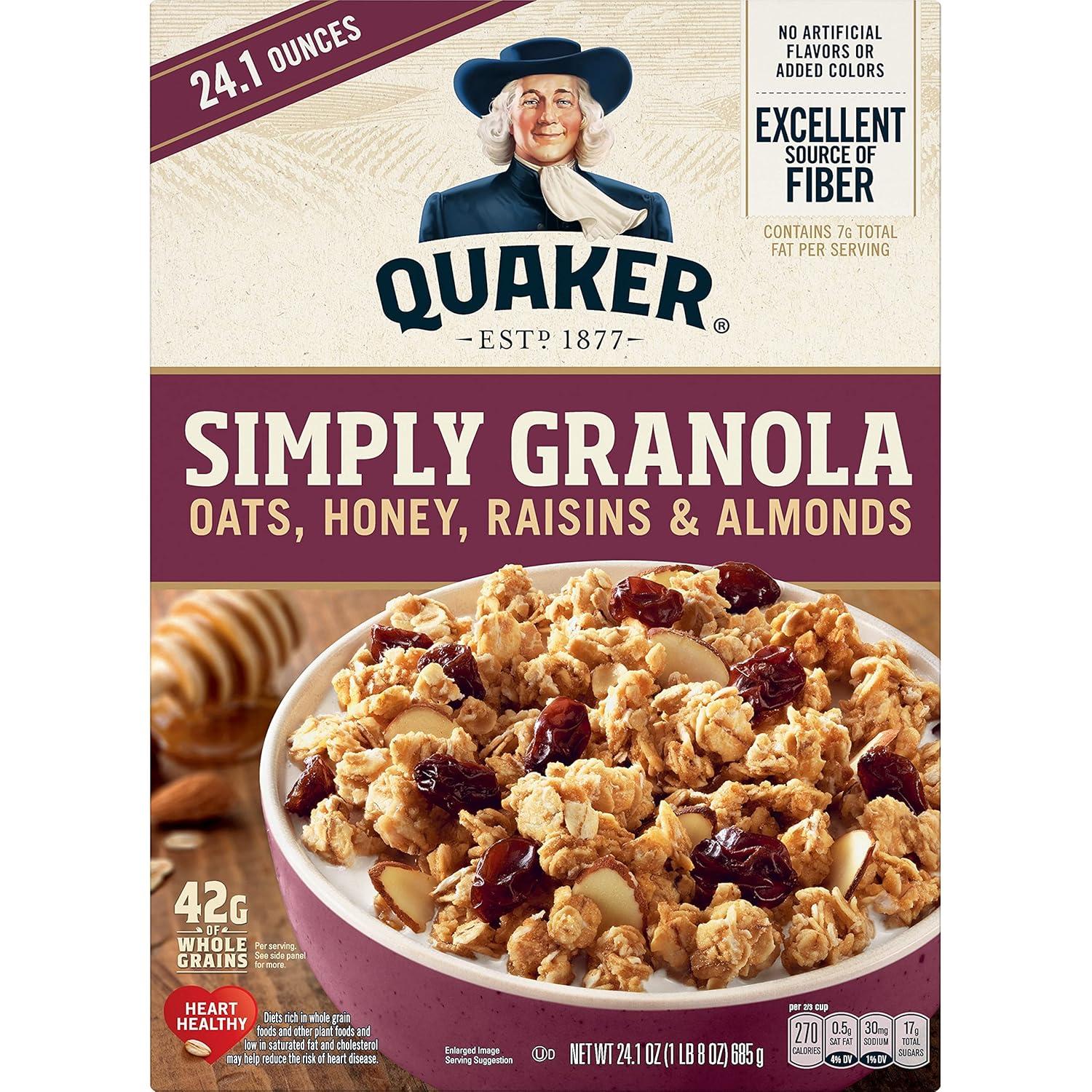 image:imageQuaker Granola Oats Honey Almonds amp Raisins 100 Natural 241 Oz241 Ounce Pack of 2