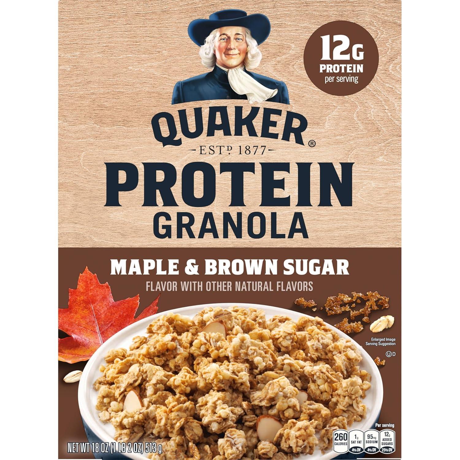 image:imageQuaker Protein Granola Maple and Brown Sugar 18oz18 Ounce Pack of 1