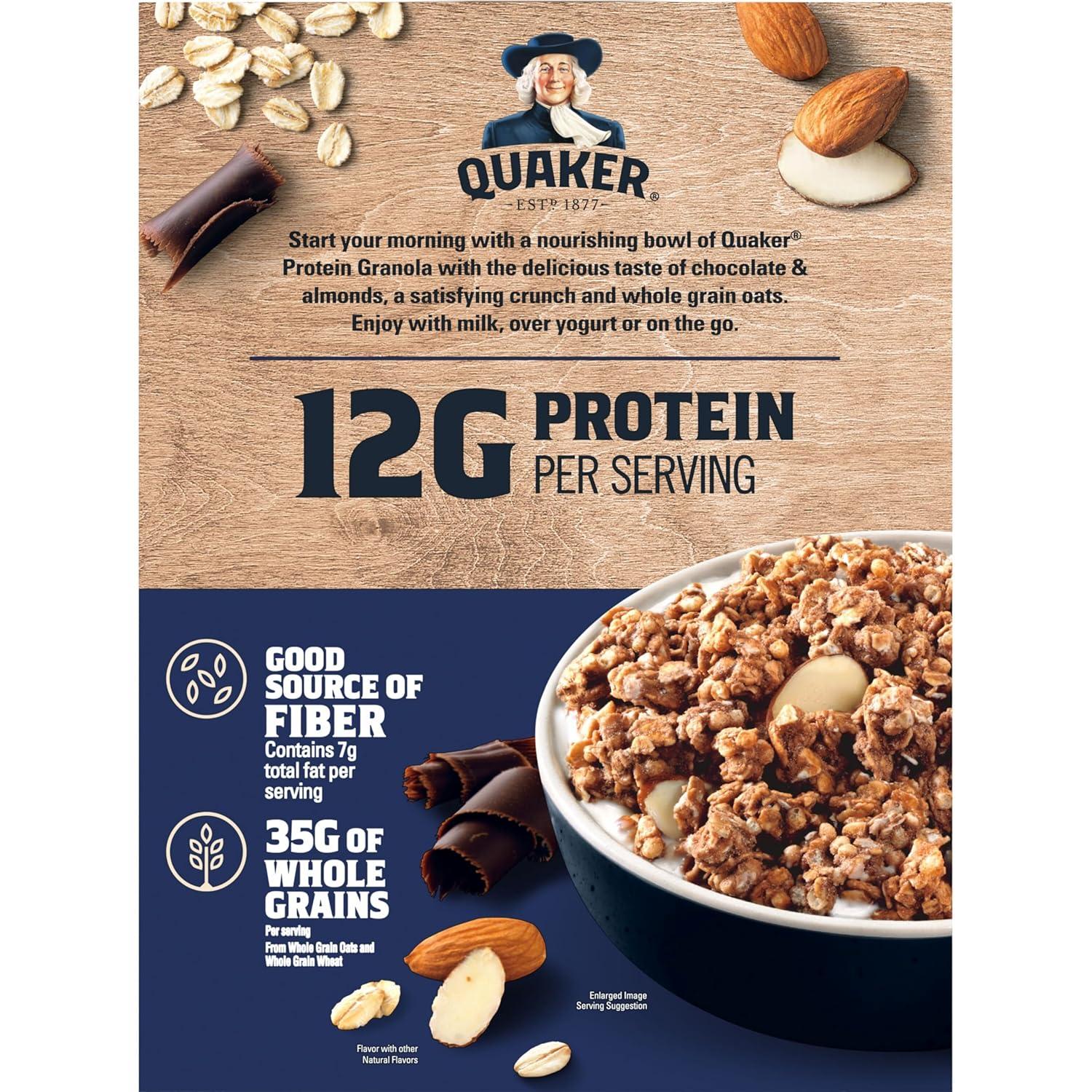image:imageQuaker Protein Granola Oats Chocolate amp Almonds 18 oz18 Ounce Pack of 1