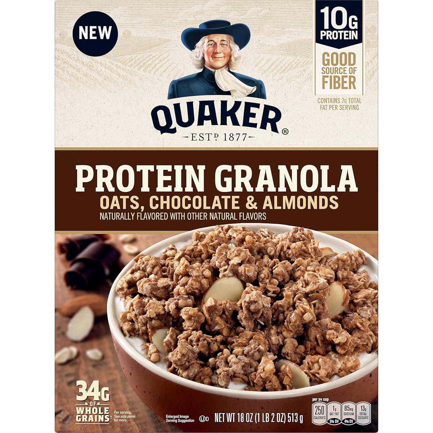image:imageQuaker Protein Granola Oats Chocolate amp Almonds 18 oz18 Ounce Pack of 2