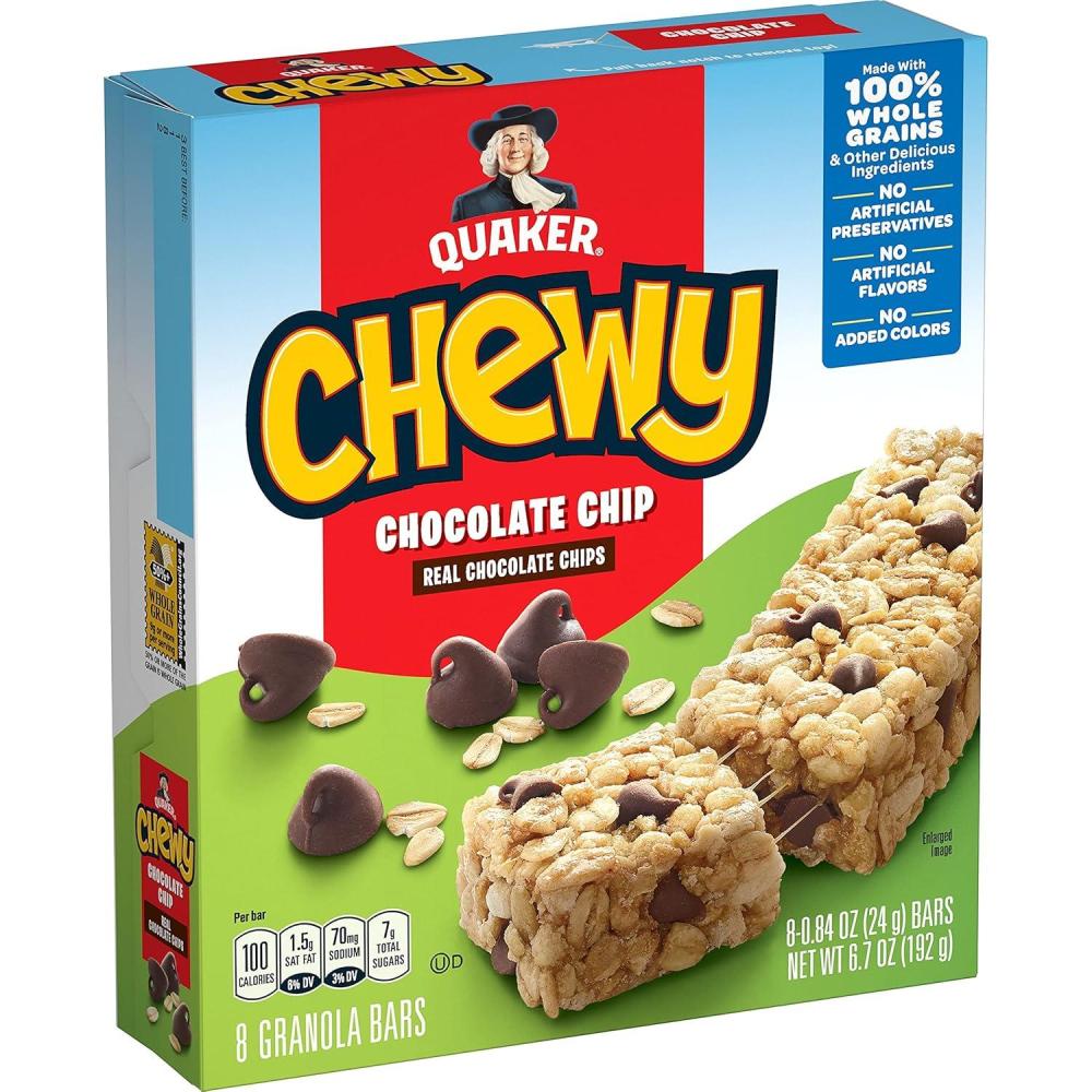 image:imageQuaker Chewy Granola Bar Chocolate Chip Granola Bars 084 Oz 8 Ct