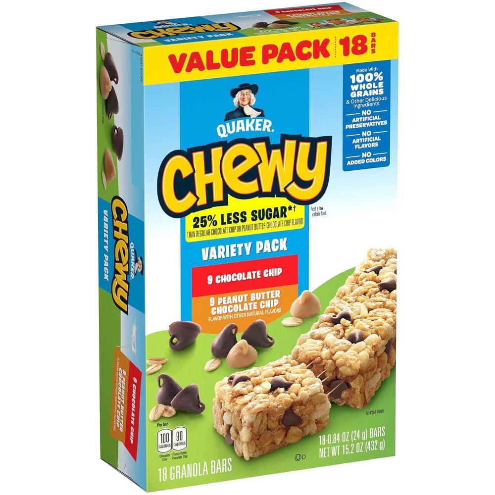 image:imageQuaker Chewy Granola Bar Variety Pack 084 Oz 18 Ct