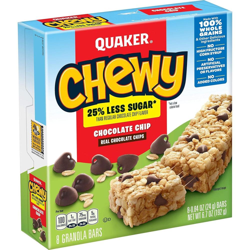 image:imageQuaker Chewy Granola Bars Chocolate Chip 084 Oz 8 Ct