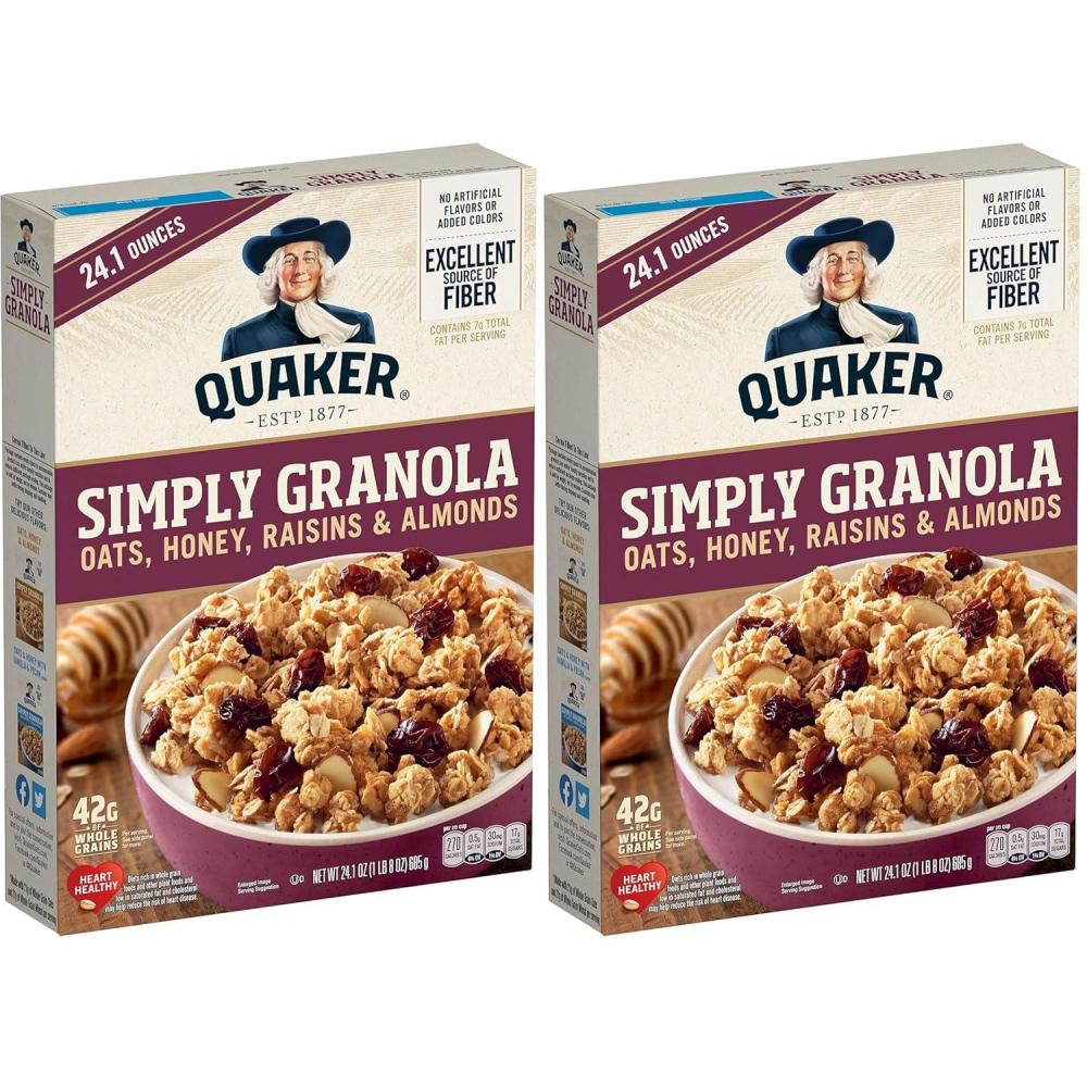 image:imageQuaker Granola Oats Honey Almonds amp Raisins 100 Natural 241 Oz241 Ounce Pack of 2