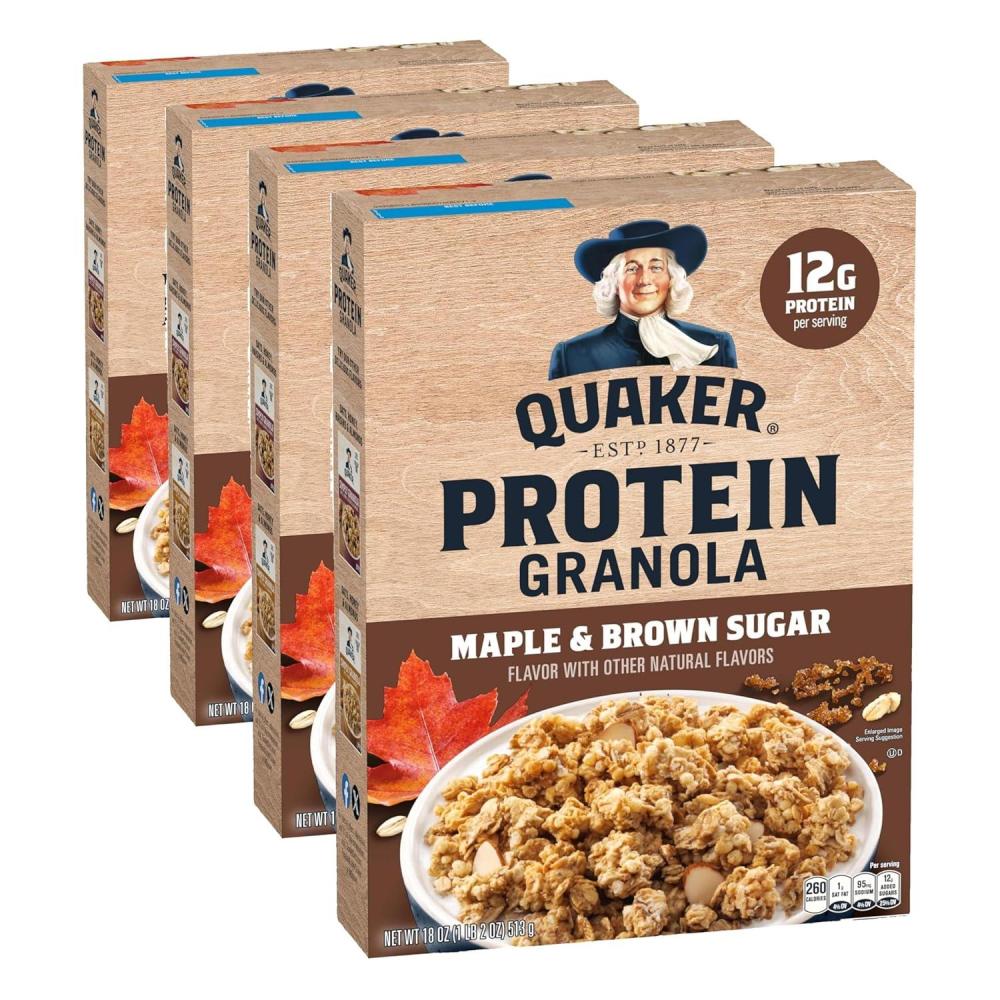 image:imageQuaker Protein Granola Maple and Brown Sugar 18oz18 Ounce Pack of 4