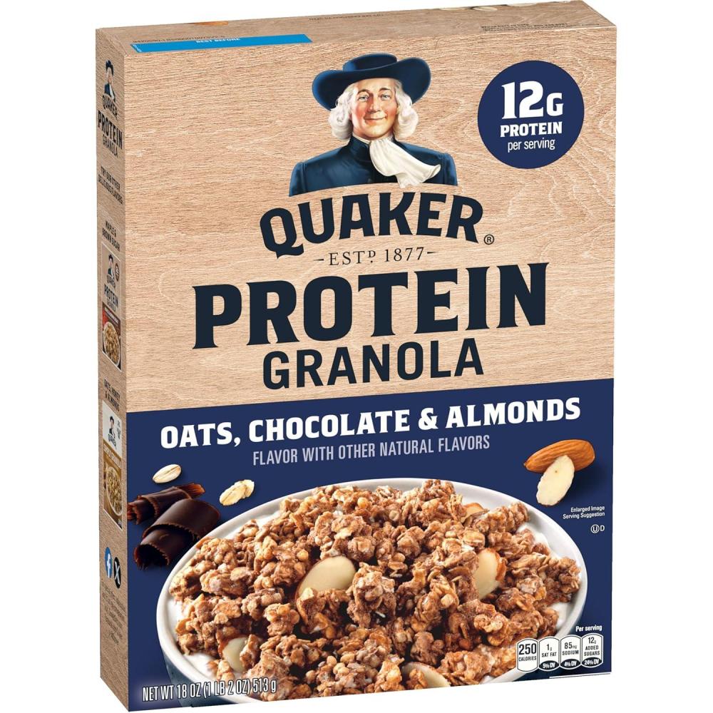 image:imageQuaker Protein Granola Oats Chocolate amp Almonds 18 oz18 Ounce Pack of 1