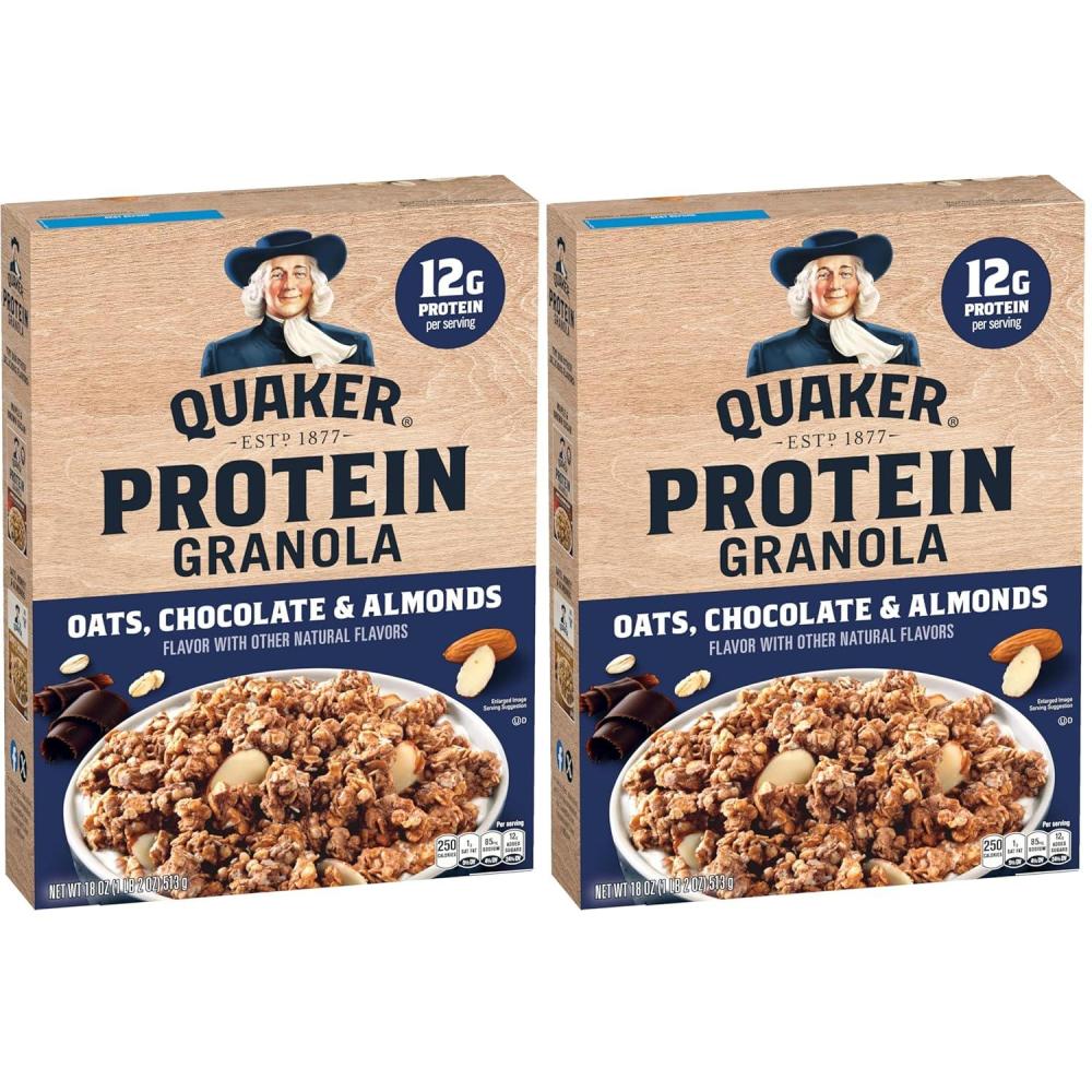 image:imageQuaker Protein Granola Oats Chocolate amp Almonds 18 oz18 Ounce Pack of 2