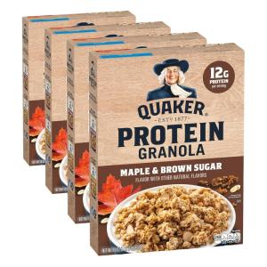 Quaker Protein Granola, Maple and Brown Sugar, 18oz(18 Ounce (Pack of 4))