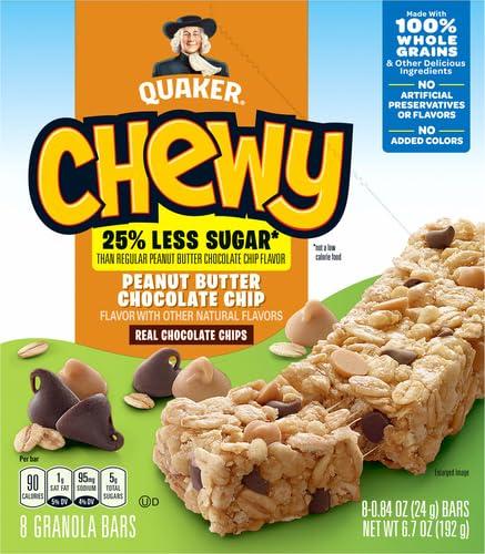 image:imageQuaker Chewy Granola Bars Peanut Butter Chocolate Chip 084 Oz 8 Ct
