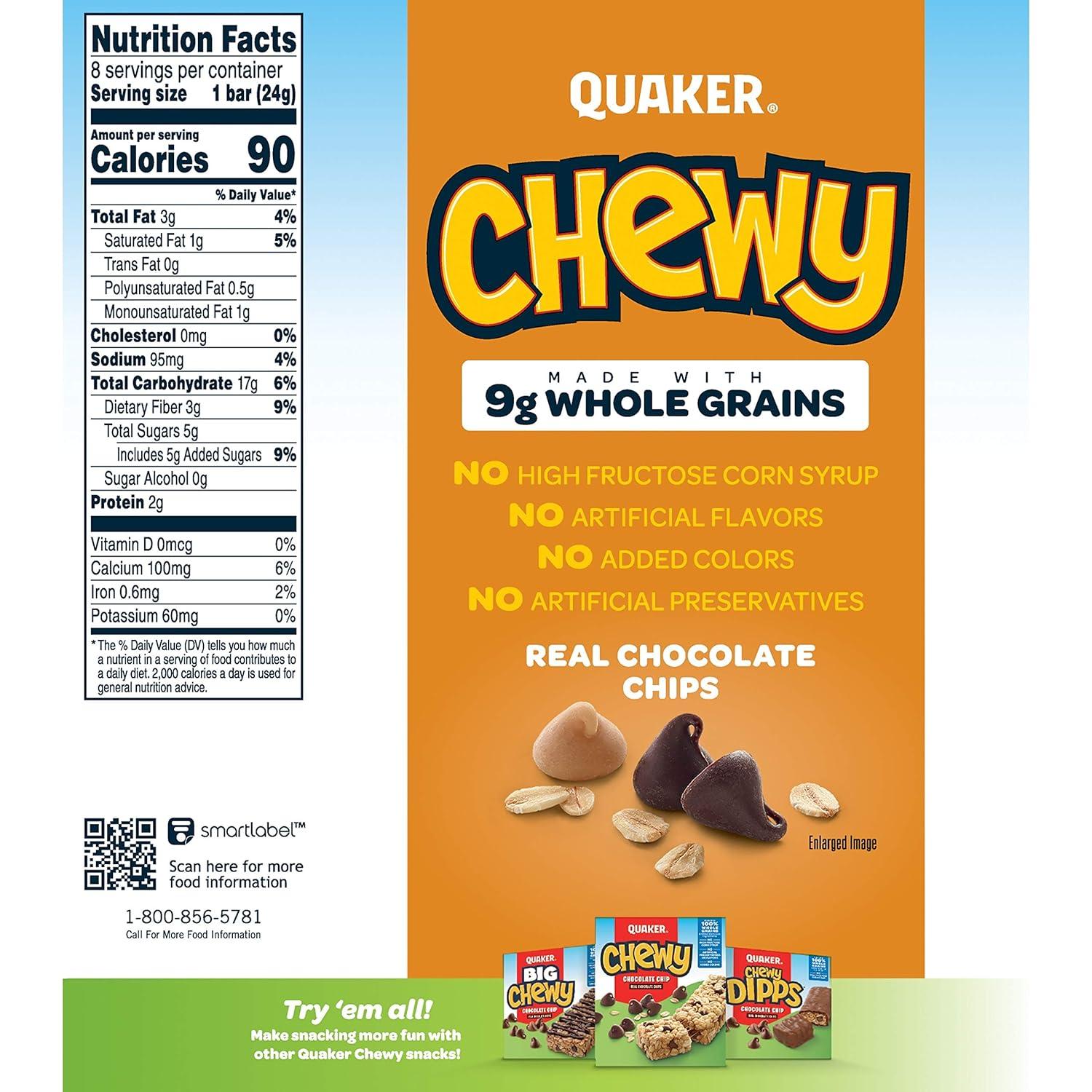 image:imageQuaker Chewy Granola Bars Peanut Butter Chocolate Chip 084 Oz 8 Ct