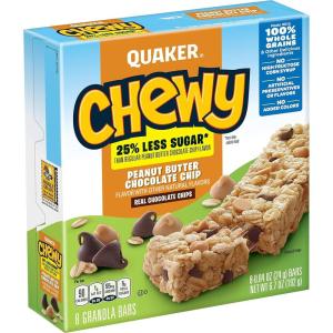 Quaker Chewy Granola Bars Peanut Butter Chocolate Chip, 0.84 Oz, 8 Ct