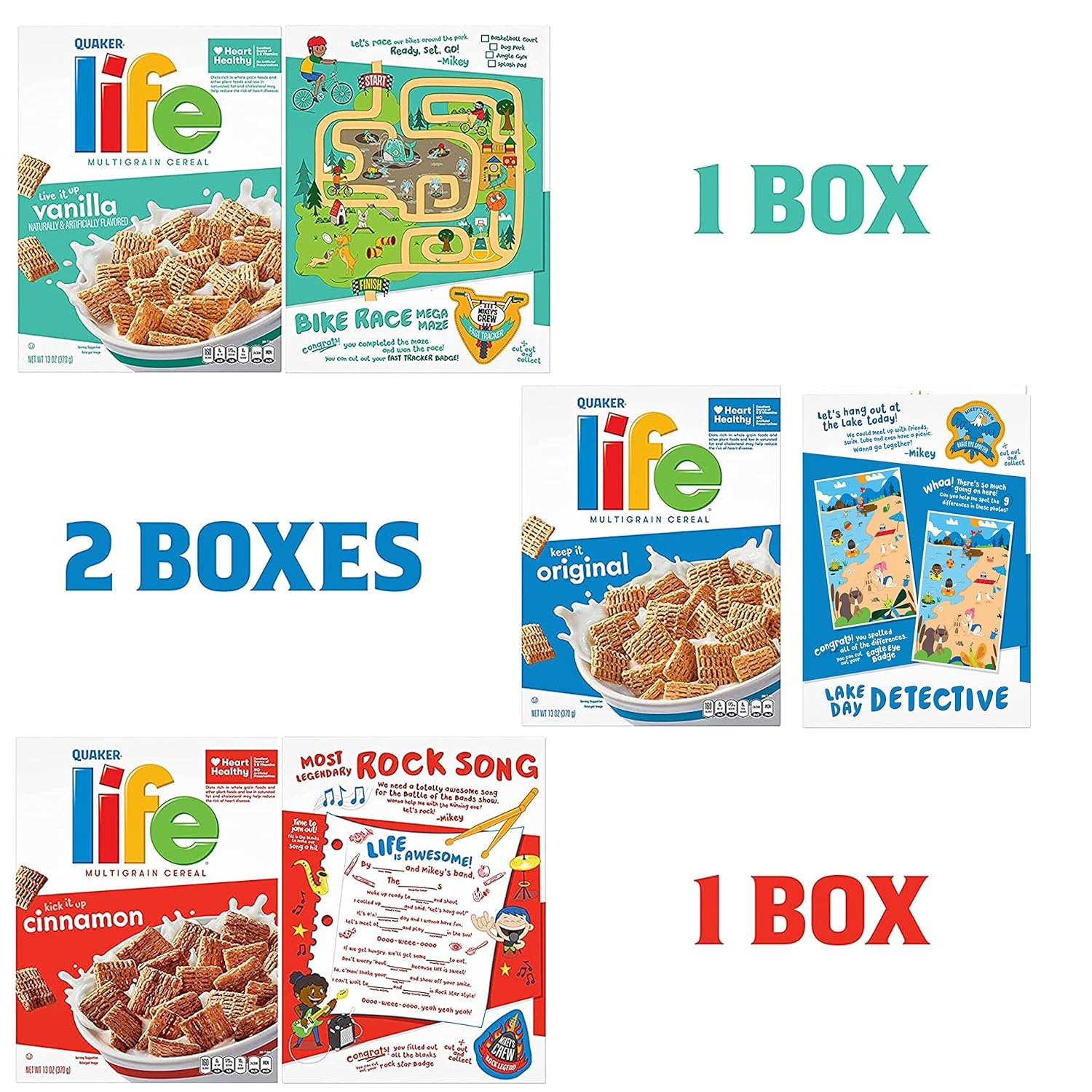 image:imageQuaker Life Breakfast Cereal 13 Ounce Pack of 4Life Cereal 3 Flavor Variety Pack