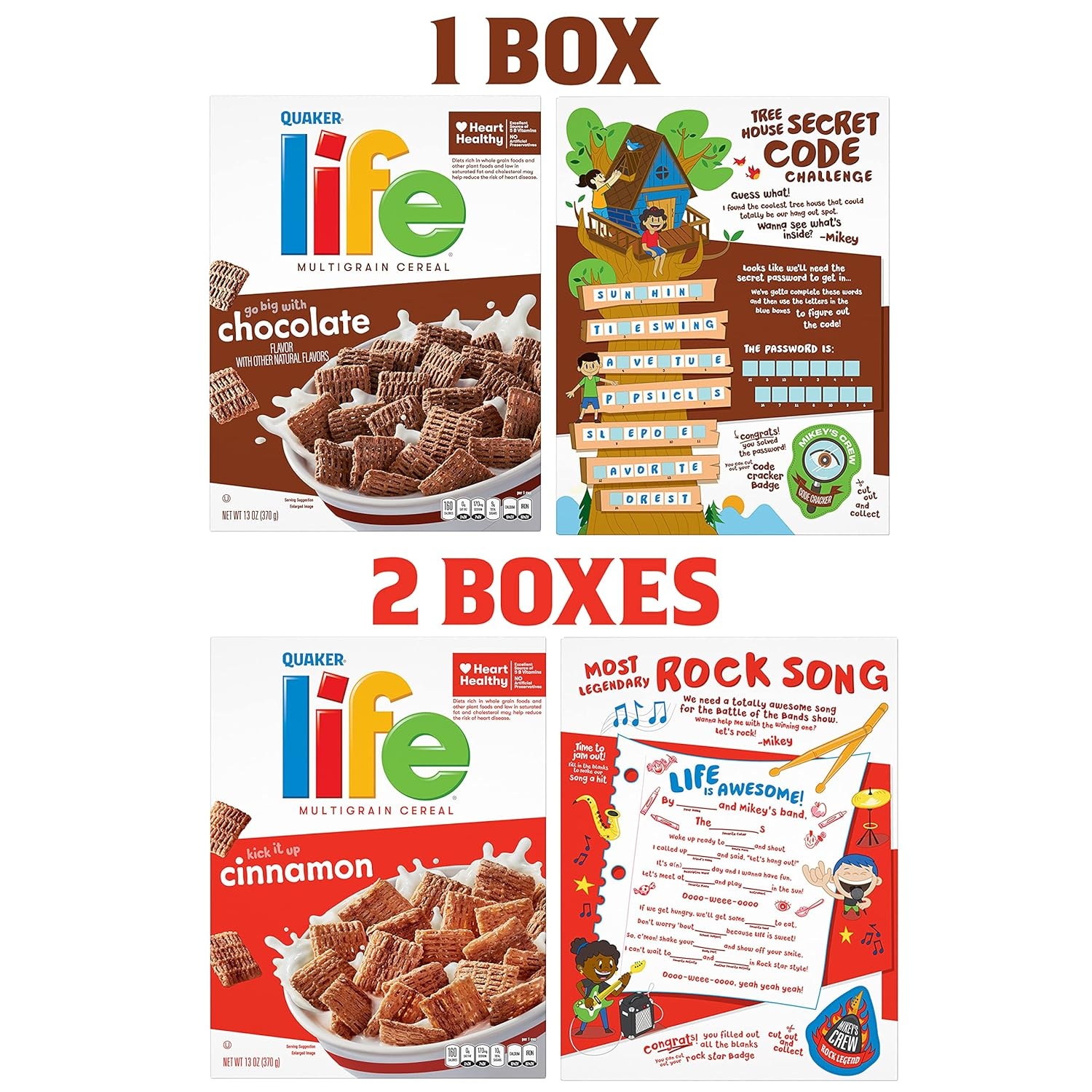 image:imageQuaker Life Breakfast Cereal 13 Ounce Pack of 4Life Chocolatey Cinnamon Variety Pack